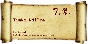 Timko Nóra névjegykártya